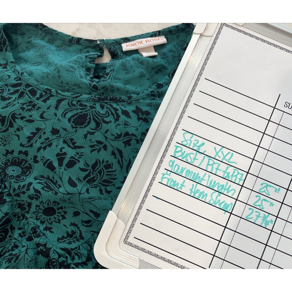 Knox Rose Women's Boho Dark Floral Blouse Sz XXL DK Green Long Sleeve Whimsigoth - Picture 13 of 15